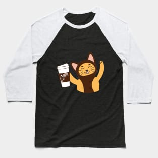 cat and coffee Baseball T-Shirt